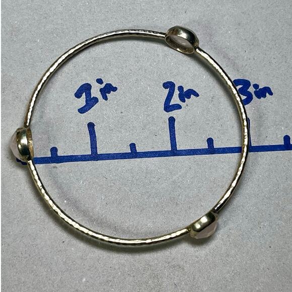 Julie Vos Gold Bangles Set of 3 Rose Quartz Pink Boho Luxe Stackable Bracelets - Picture 8 of 9